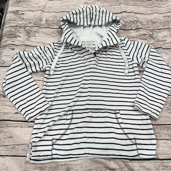 Fat Face Tops - Fat Face Terry Cloth White with Navy Stripes Hoodie Oversized Size 2